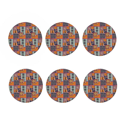 Ethnic Floral Patchwork Pattern Print Coaster Set
