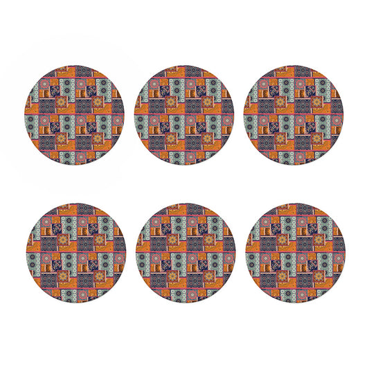 Ethnic Floral Patchwork Pattern Print Coaster Set