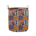 Ethnic Floral Patchwork Pattern Print Collapsible Laundry Basket