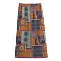 Ethnic Floral Patchwork Pattern Print Cotton Front Slit Maxi Skirt