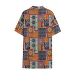 Ethnic Floral Patchwork Pattern Print Cotton Hawaiian Shirt