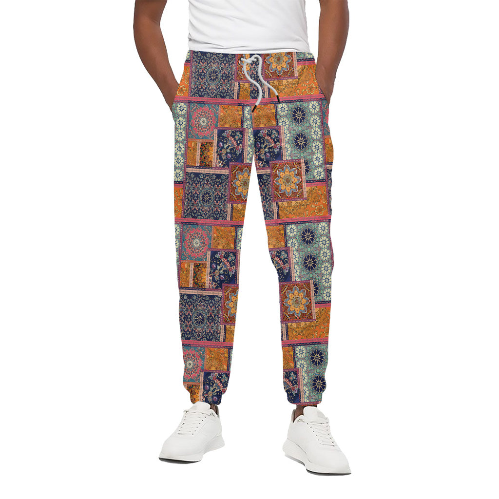 Ethnic Floral Patchwork Pattern Print Cotton Pants