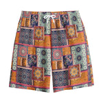 Ethnic Floral Patchwork Pattern Print Cotton Shorts
