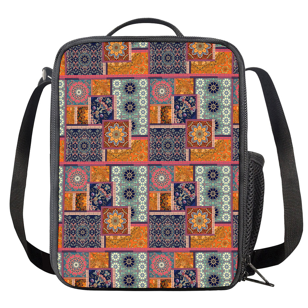 Ethnic Floral Patchwork Pattern Print Crossbody Lunch Bag