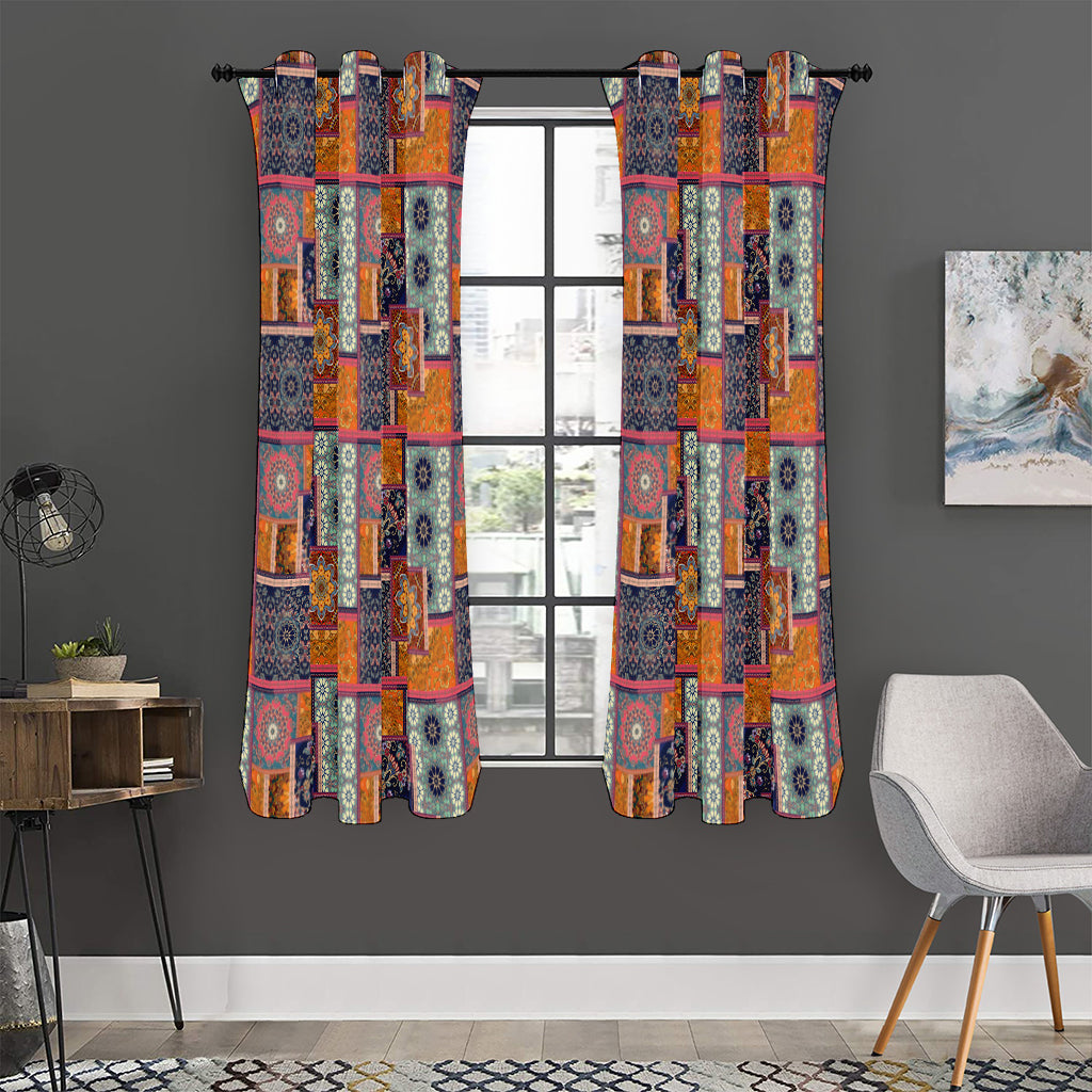 Ethnic Floral Patchwork Pattern Print Curtain