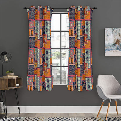 Ethnic Floral Patchwork Pattern Print Curtain