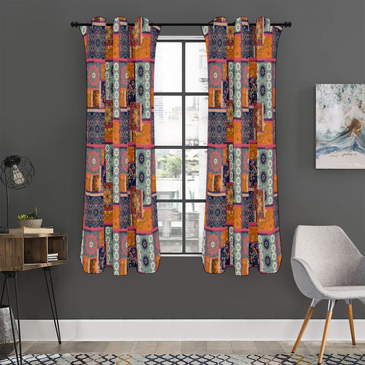 Ethnic Floral Patchwork Pattern Print Curtain