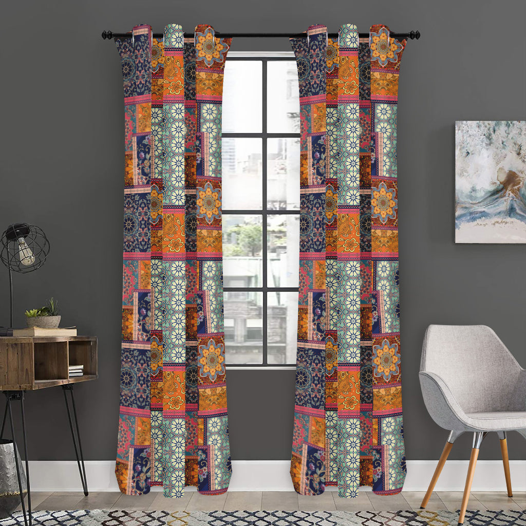 Ethnic Floral Patchwork Pattern Print Curtain