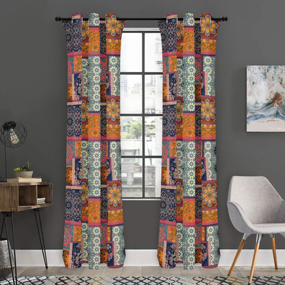 Ethnic Floral Patchwork Pattern Print Curtain