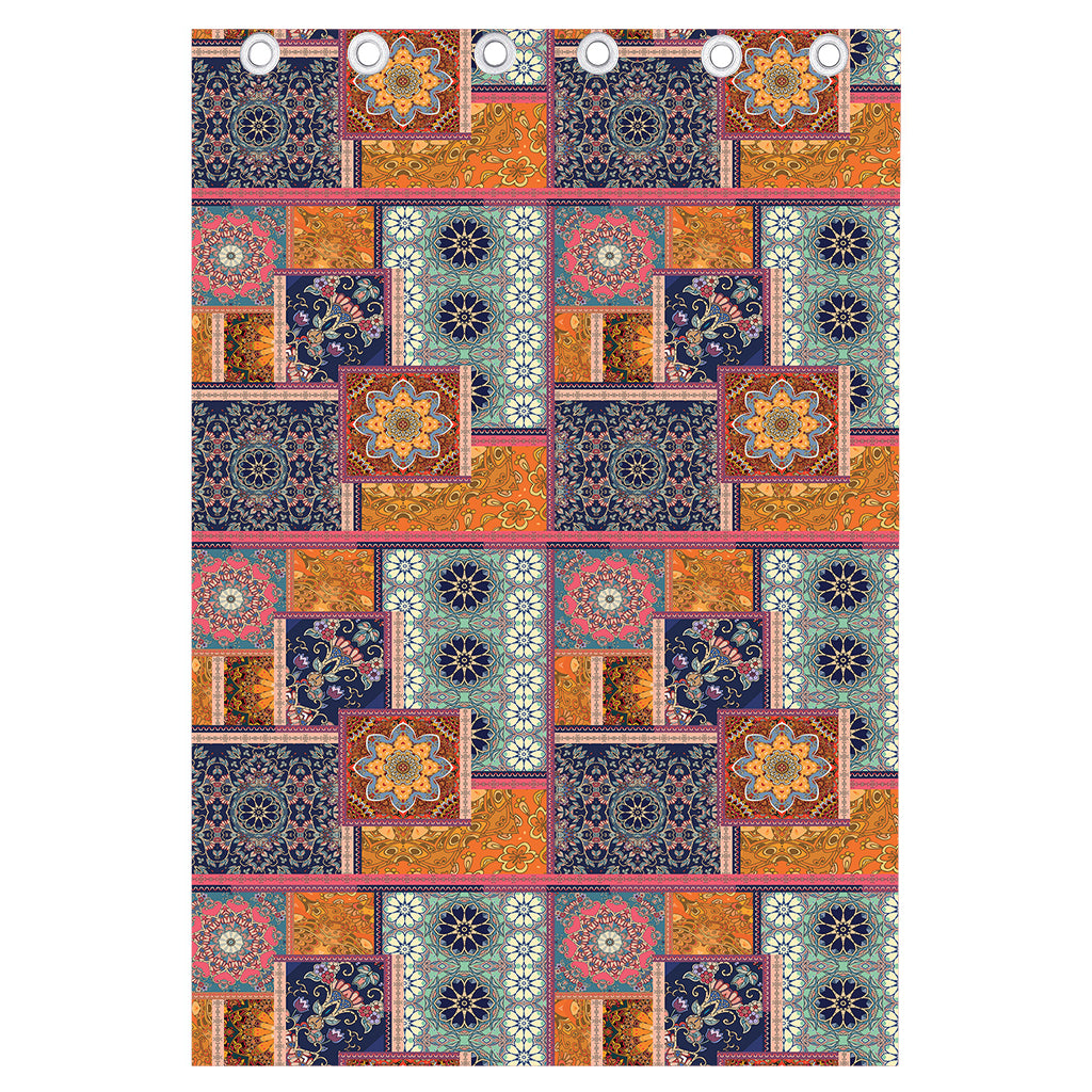 Ethnic Floral Patchwork Pattern Print Curtain