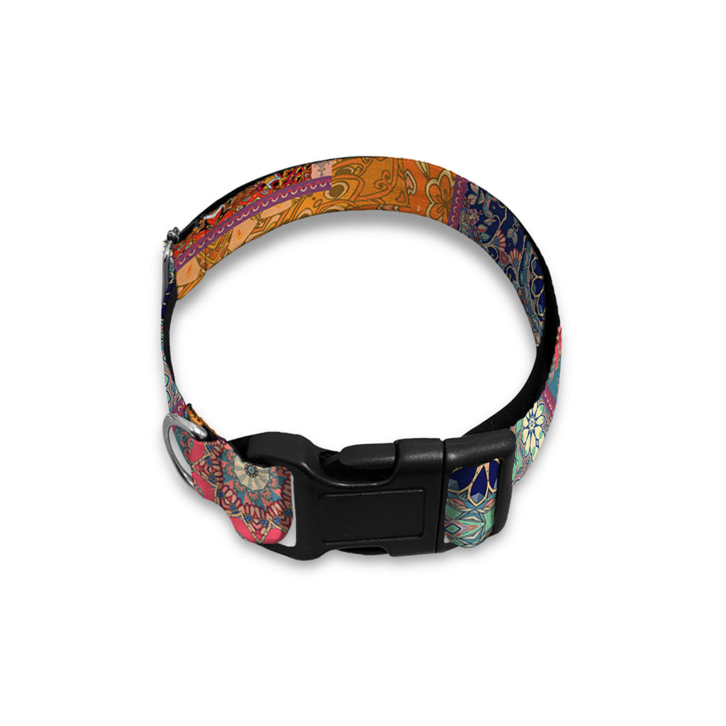 Ethnic Floral Patchwork Pattern Print Dog Collar