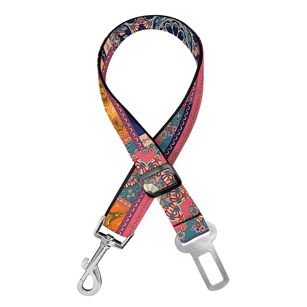 Ethnic Floral Patchwork Pattern Print Dog Seat Belt