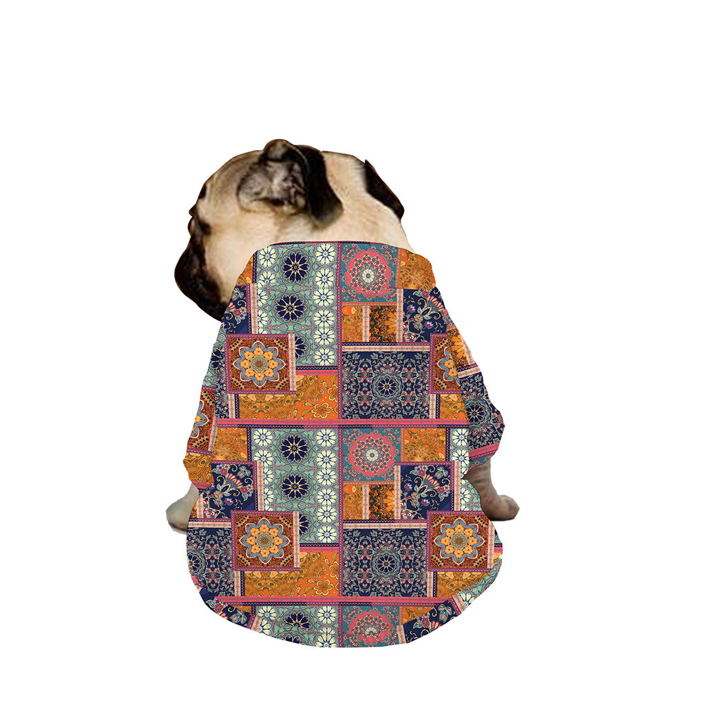 Ethnic Floral Patchwork Pattern Print Dog Zip Up Jacket