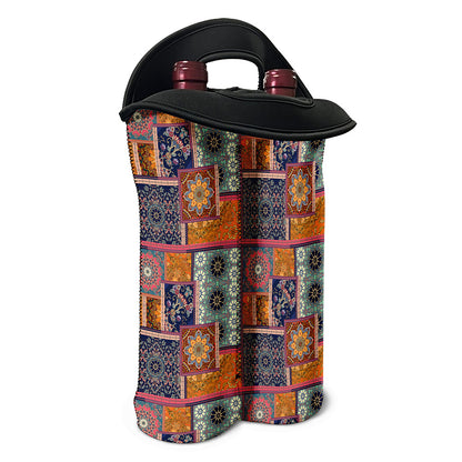 Ethnic Floral Patchwork Pattern Print Double Neoprene Wine Tote