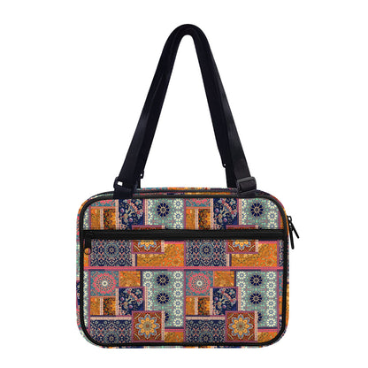 Ethnic Floral Patchwork Pattern Print Double Strap Bible Bag