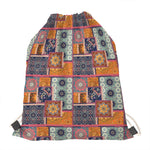 Ethnic Floral Patchwork Pattern Print Drawstring Bag