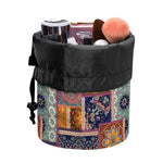 Ethnic Floral Patchwork Pattern Print Drawstring Makeup Bag