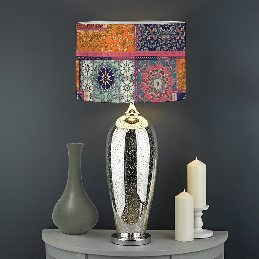 Ethnic Floral Patchwork Pattern Print Drum Lamp Shade