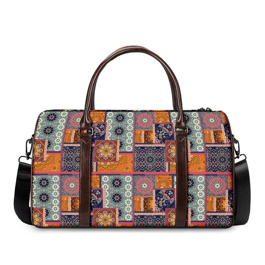 Ethnic Floral Patchwork Pattern Print Duffle Bag