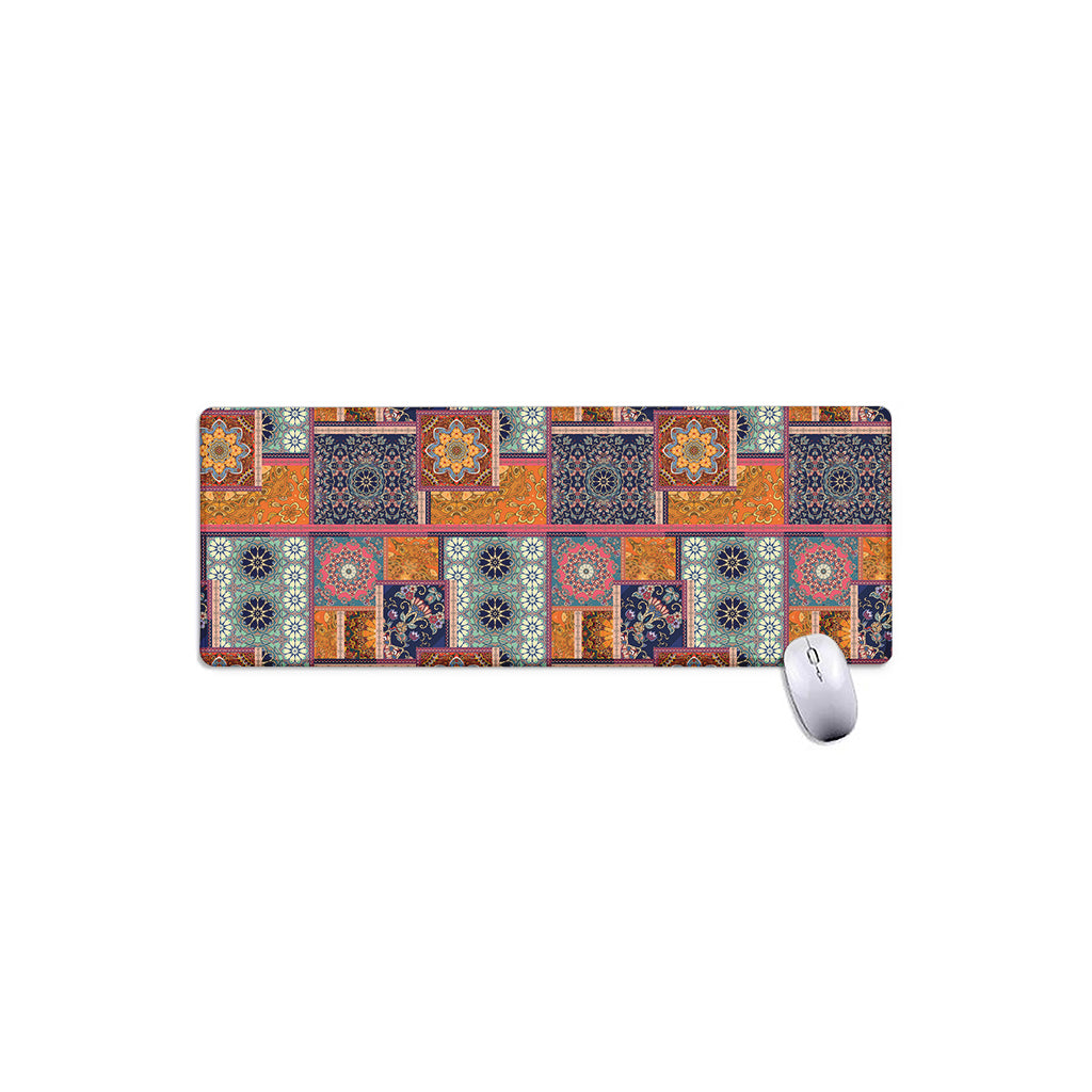 Ethnic Floral Patchwork Pattern Print Extended Mouse Pad