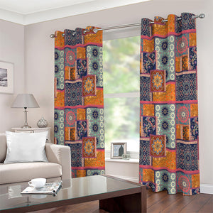 Ethnic Floral Patchwork Pattern Print Extra Wide Grommet Curtains