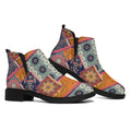 Ethnic Floral Patchwork Pattern Print Flat Ankle Boots