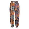 Ethnic Floral Patchwork Pattern Print Fleece Lined Knit Pants