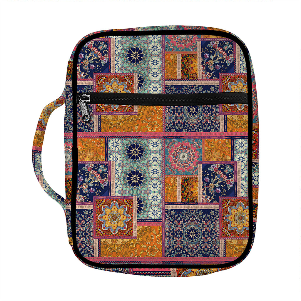 Ethnic Floral Patchwork Pattern Print Front Pocket Bible Bag