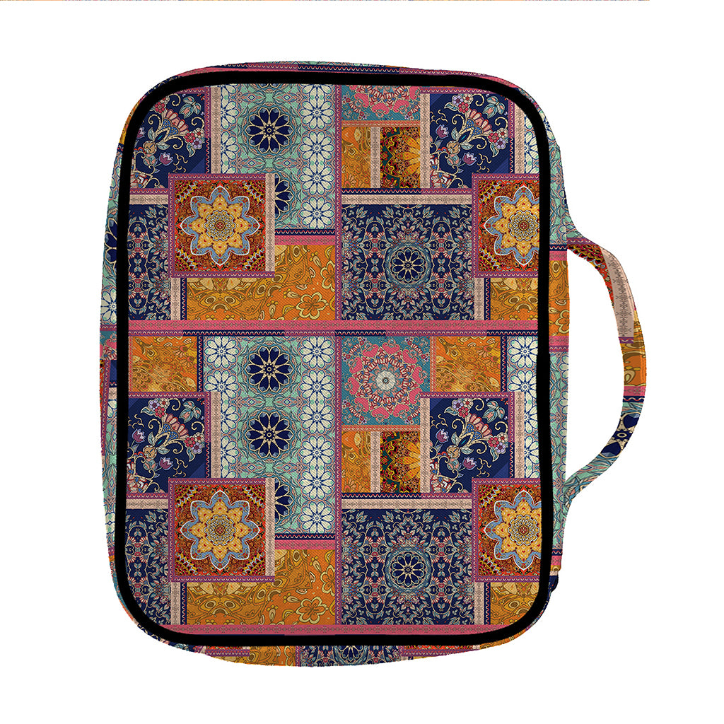 Ethnic Floral Patchwork Pattern Print Front Pocket Bible Bag