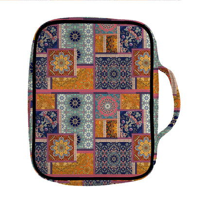 Ethnic Floral Patchwork Pattern Print Front Pocket Bible Bag