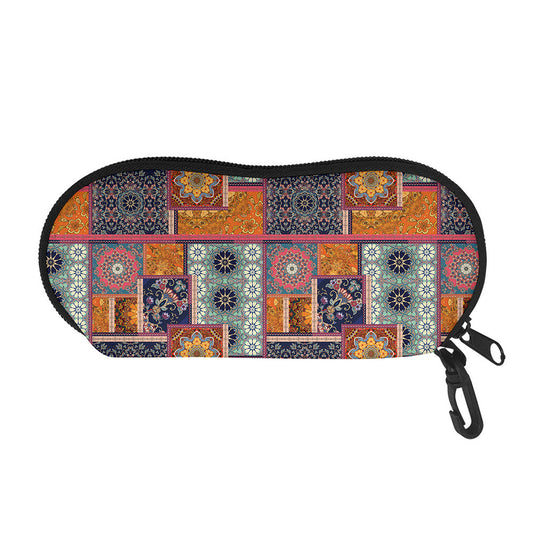 Ethnic Floral Patchwork Pattern Print Glasses Case