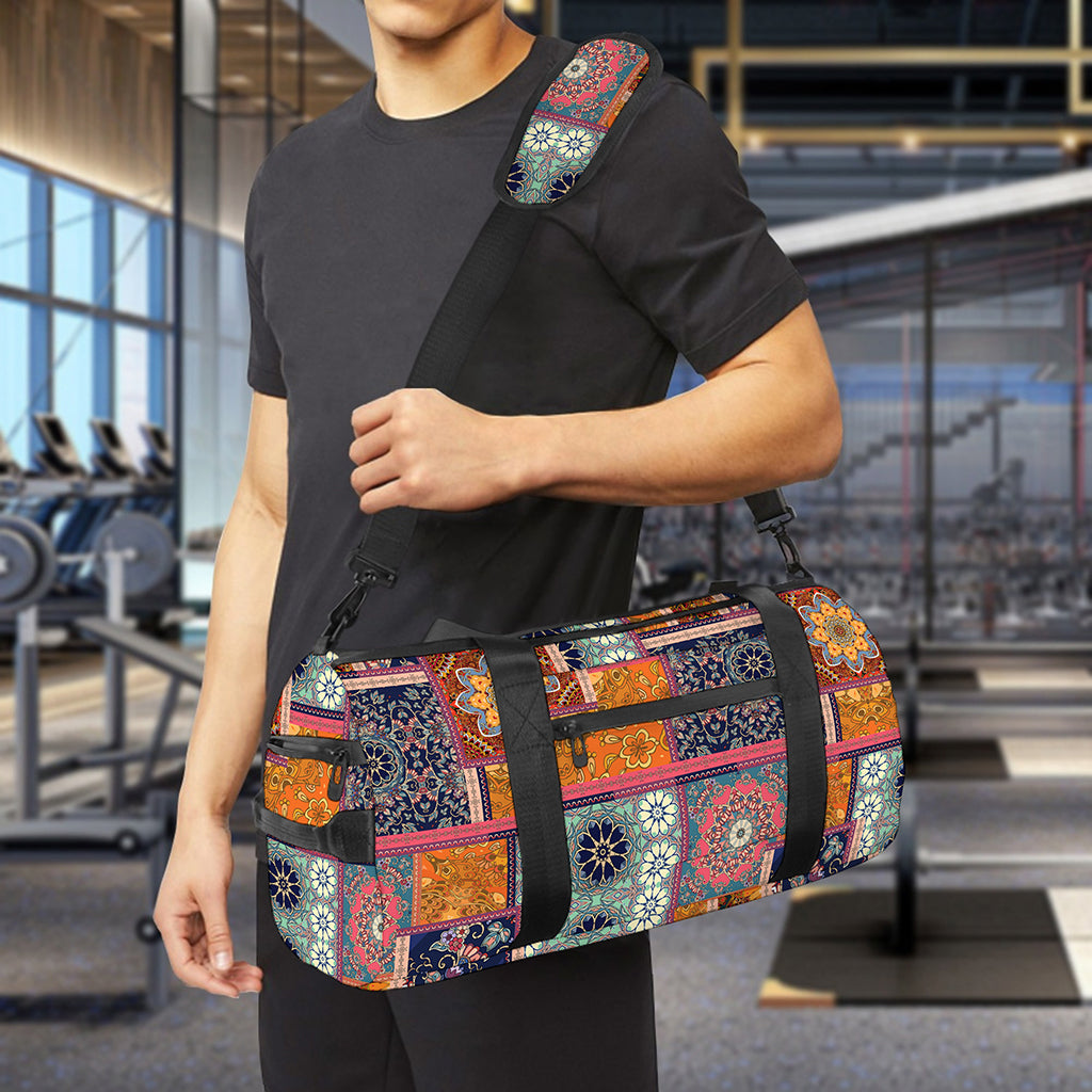 Ethnic Floral Patchwork Pattern Print Gym Bag