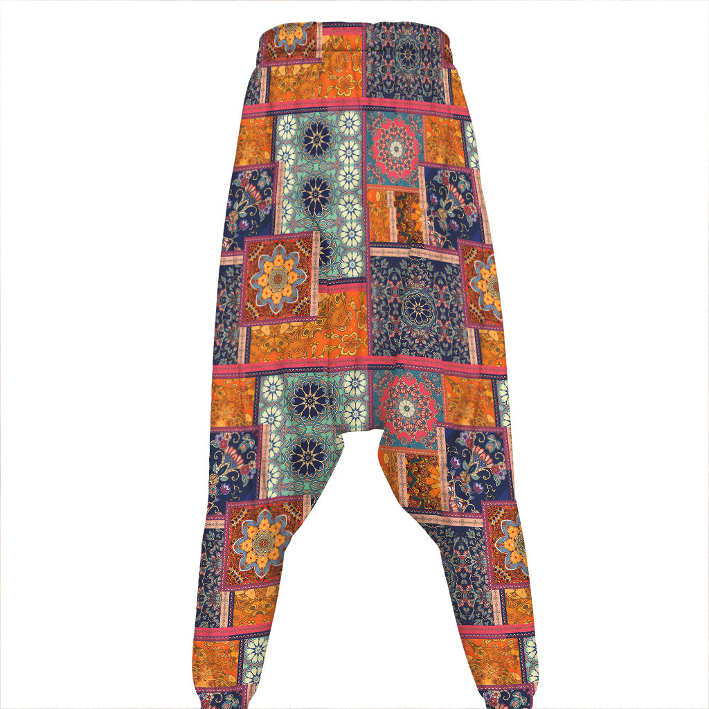 Ethnic Floral Patchwork Pattern Print Hammer Pants