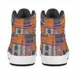 Ethnic Floral Patchwork Pattern Print High Top Leather Sneakers