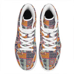 Ethnic Floral Patchwork Pattern Print High Top Leather Sneakers