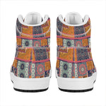 Ethnic Floral Patchwork Pattern Print High Top Leather Sneakers
