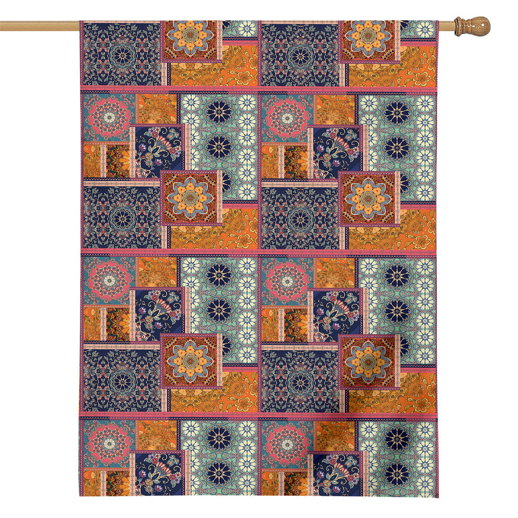 Ethnic Floral Patchwork Pattern Print House Flag