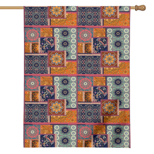 Ethnic Floral Patchwork Pattern Print House Flag