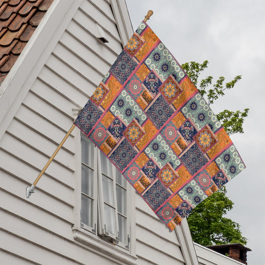 Ethnic Floral Patchwork Pattern Print House Flag