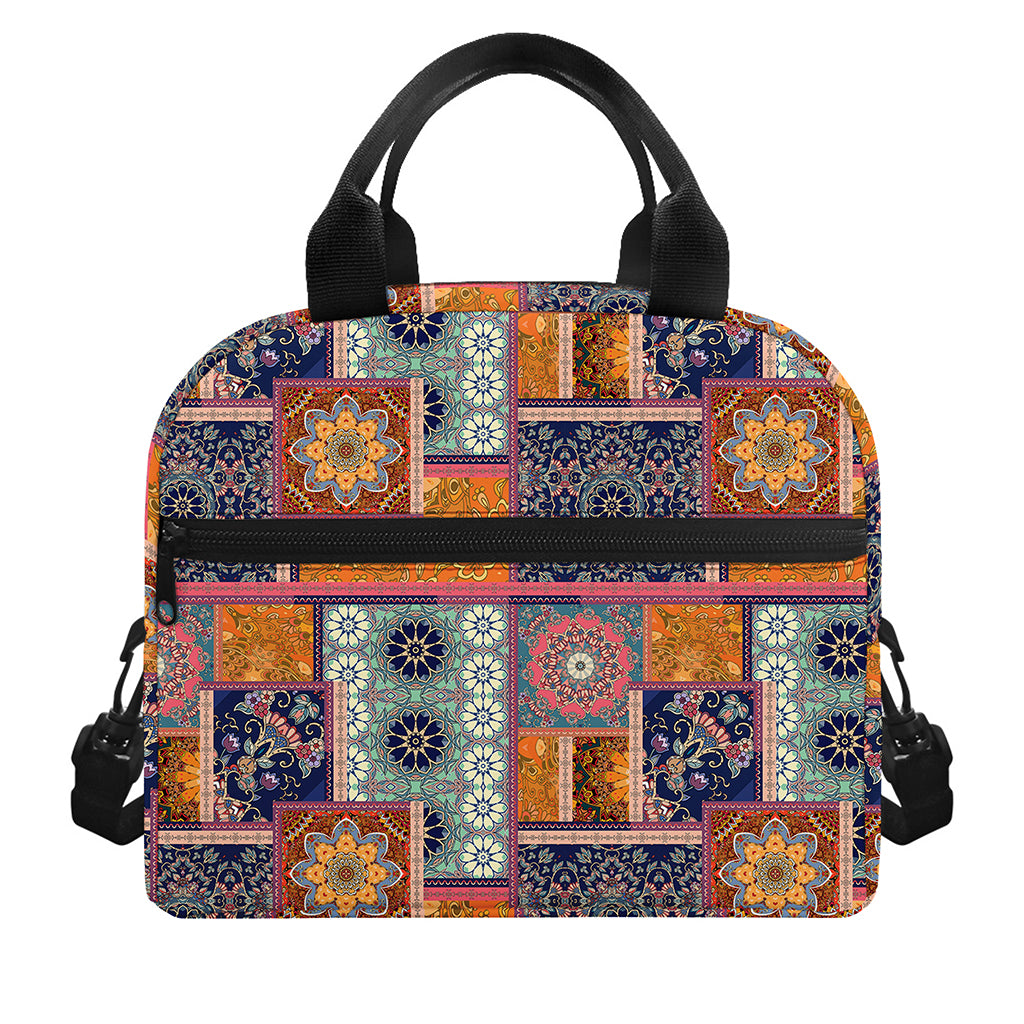 Ethnic Floral Patchwork Pattern Print Insulated Lunch Bag