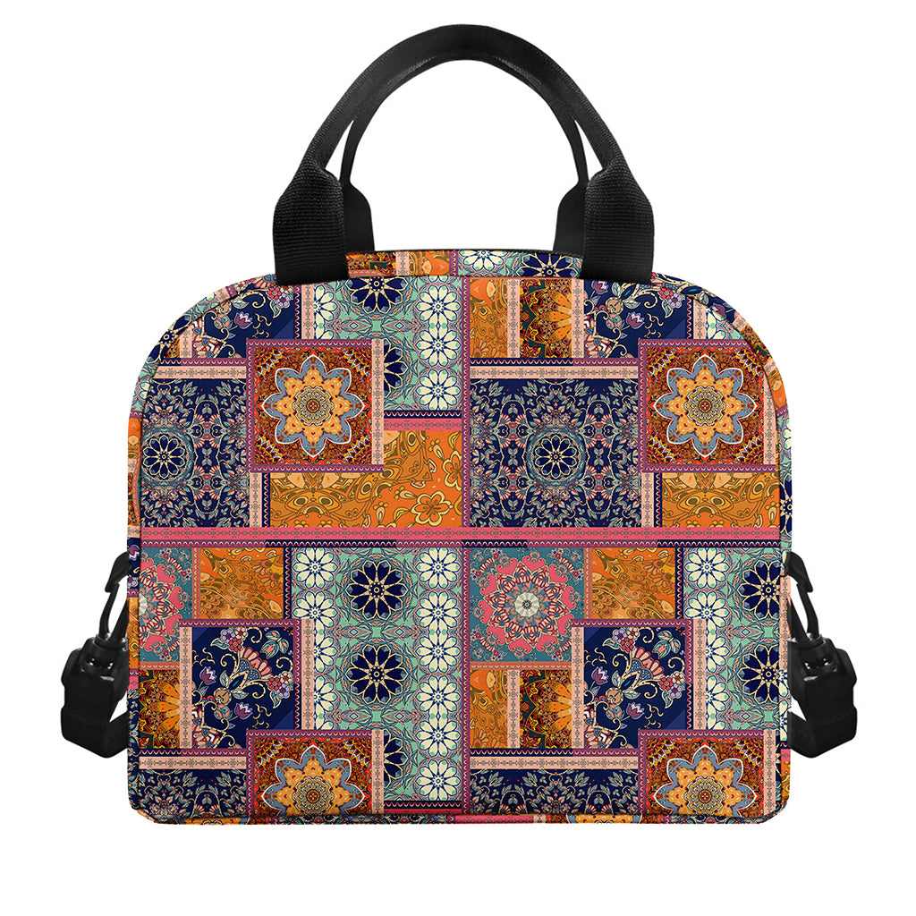 Ethnic Floral Patchwork Pattern Print Insulated Lunch Bag