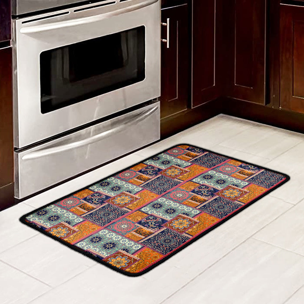 Ethnic Floral Patchwork Pattern Print Kitchen Mat