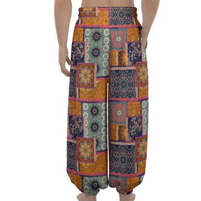 Ethnic Floral Patchwork Pattern Print Lantern Pants