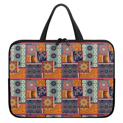Ethnic Floral Patchwork Pattern Print Laptop Sleeve With Handle