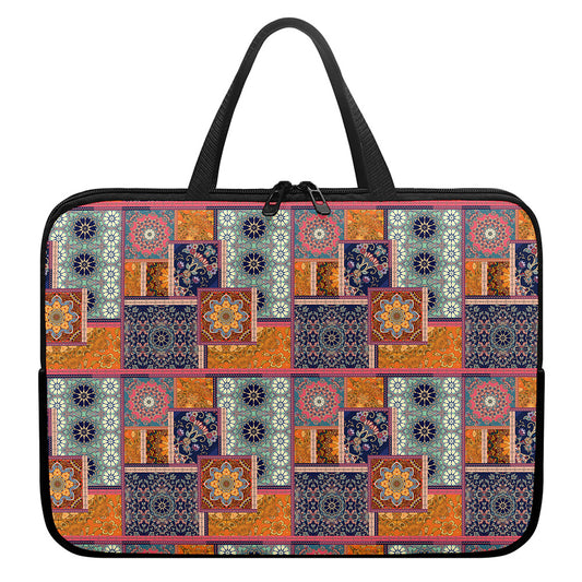 Ethnic Floral Patchwork Pattern Print Laptop Sleeve With Handle