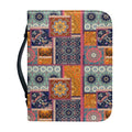 Ethnic Floral Patchwork Pattern Print Leather Bible Cover