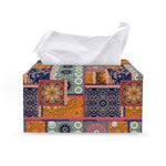 Ethnic Floral Patchwork Pattern Print Leather Tissue Box Cover
