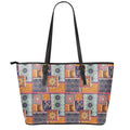 Ethnic Floral Patchwork Pattern Print Leather Tote Bag With Zipper