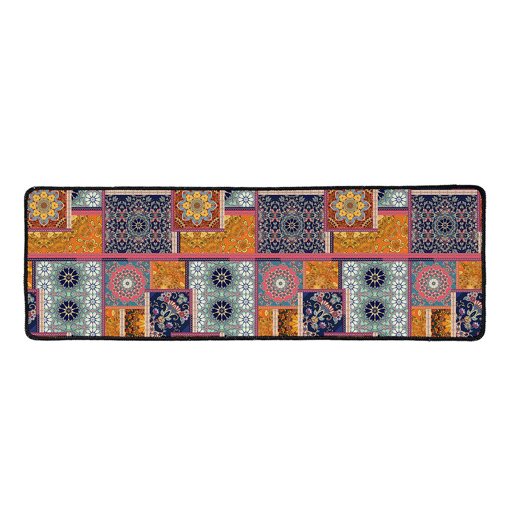 Ethnic Floral Patchwork Pattern Print Long Kitchen Mat