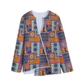 Ethnic Floral Patchwork Pattern Print Long Sleeve Short Coat